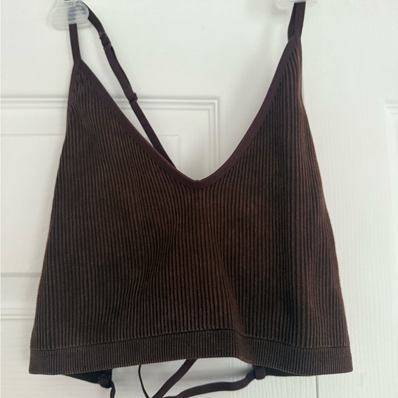 Aerie Dark Brown Ribbed Top - Picture 1 of 3